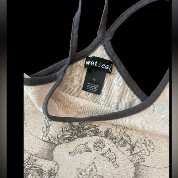 Wet Seal Bull Head Skull Patterned Crop Too Lace Knit Razor Cami Back - Picture 3 of 7